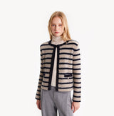 TWEED STRIPED CREWNECK JACKET