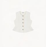 Flared hem vest in white.