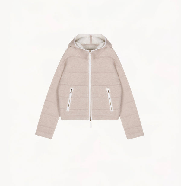 Milk Tea wool-alpaca fleece hoodie.