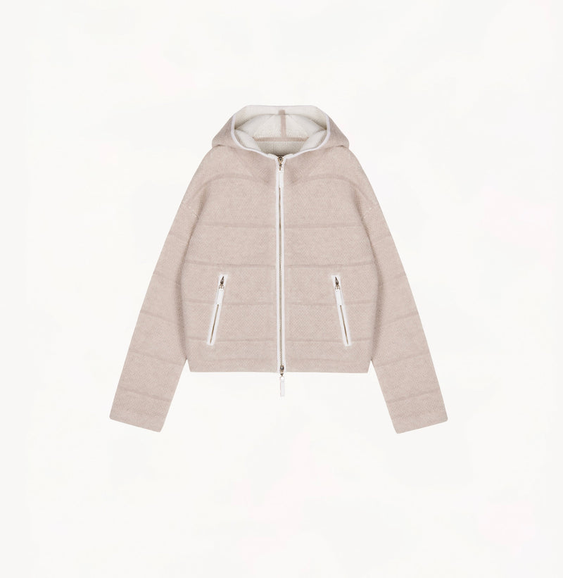 Milk Tea wool-alpaca fleece hoodie.