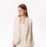 FRINGED CASHMERE-BLEND COAT