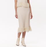 FRINGED CASHMERE-BLEND STRAIGHT SKIRT