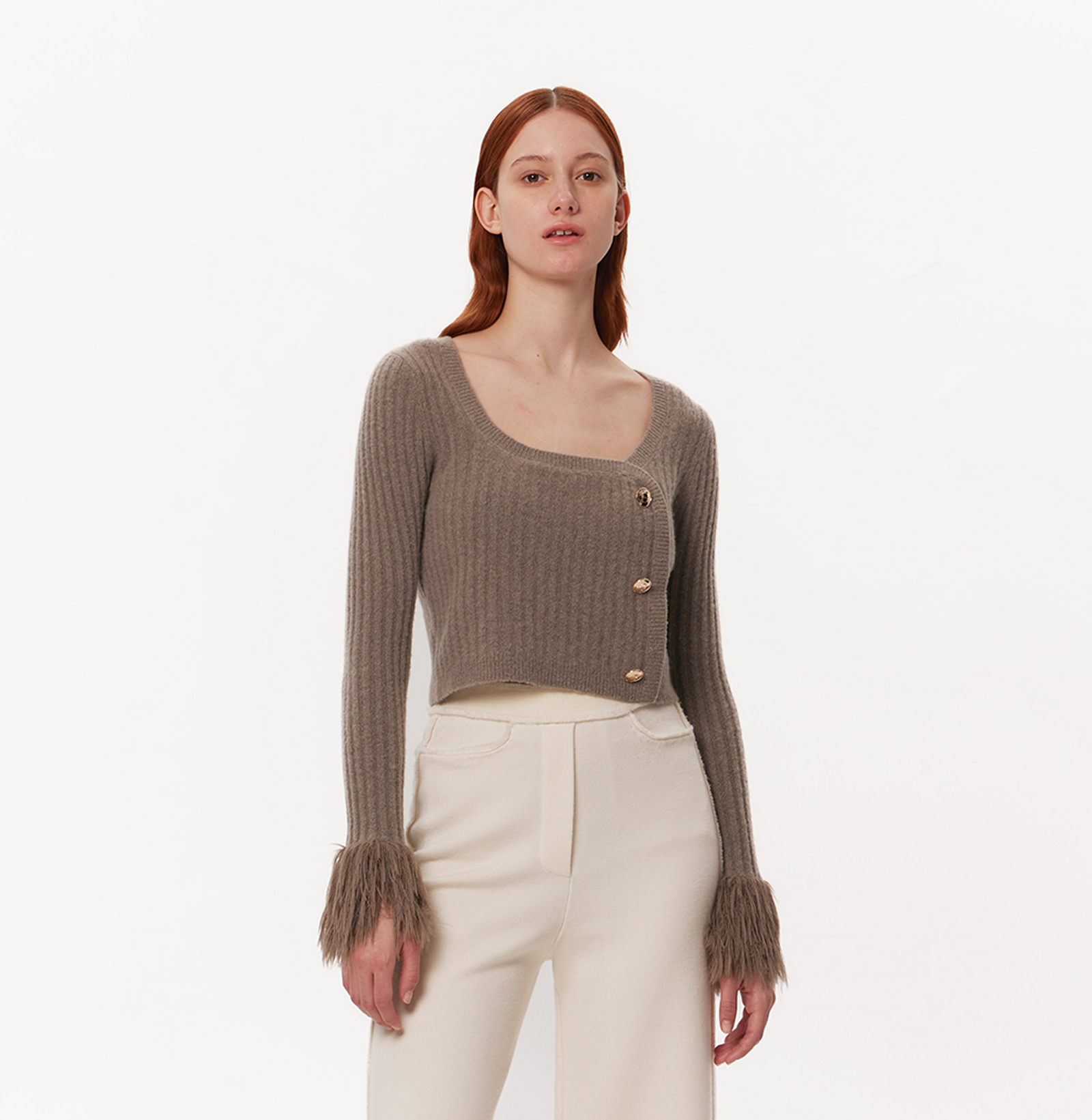 ASYMMETRIC CASHMERE-BLEND FRINGED SWEATER – CRUSH Collection