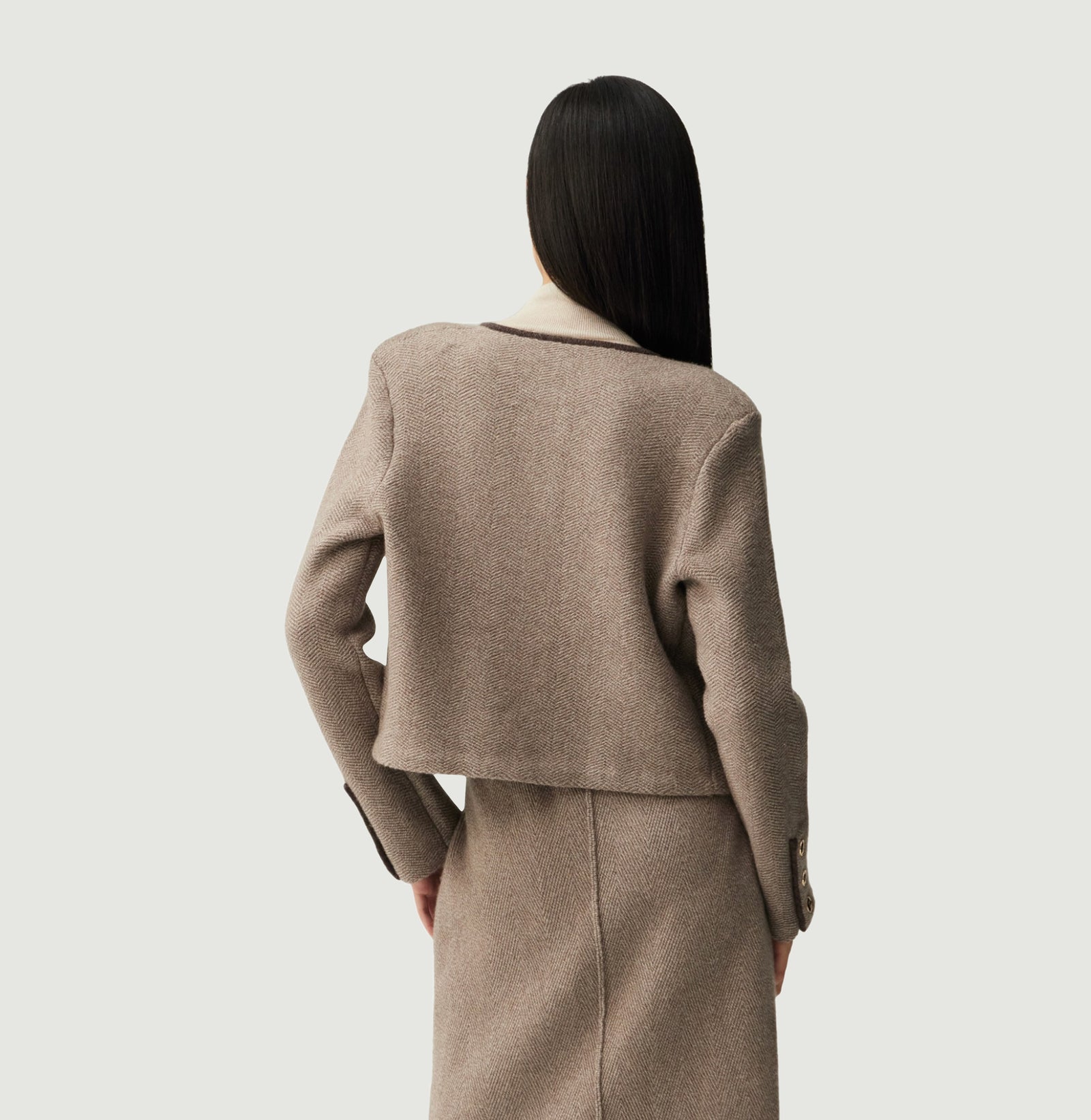 CASHMERE WOOL BLEND HERRINGBONE JACKET – CRUSH Collection