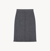 Cashmere wool blend herringbone skirt in Grey melange.