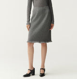 CASHMERE WOOL BLEND HERRINGBONE SKIRT