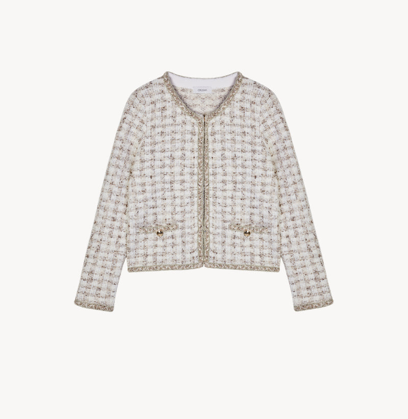 HOUNDSTOOTH CREWNECK JACKET