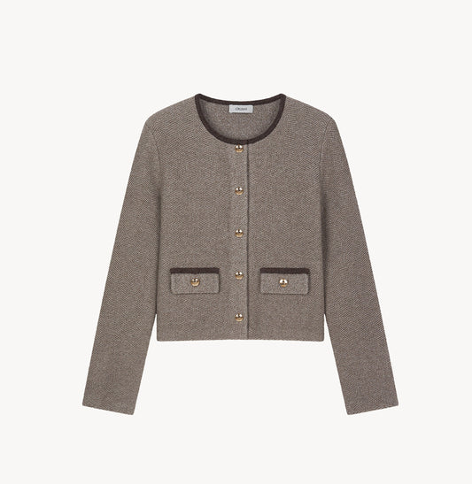 CASHMERE WOOL BLEND HERRINGBONE JACKET