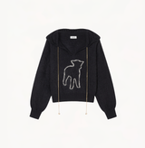 FLUFFY CASHMERE MOTIF-PRINTED JUMPER