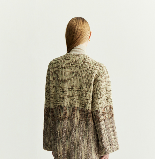 METALLIC TWEED KIMONO-SLEEVED COAT