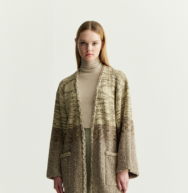 METALLIC TWEED KIMONO-SLEEVED COAT