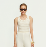 WOOL CABLE-KNIT TANK TOP - WHITE