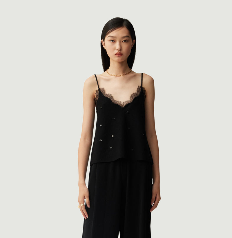 WOOL LACE-TRIMMED CAMISOLE