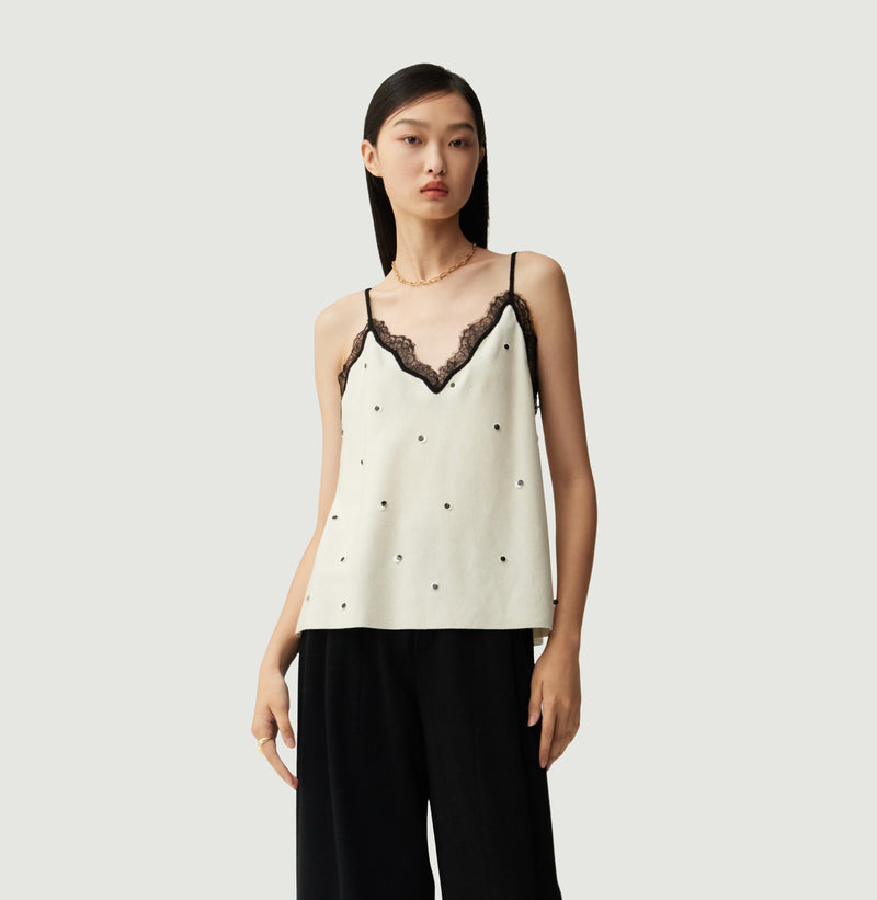 WOOL LACE-TRIMMED CAMISOLE