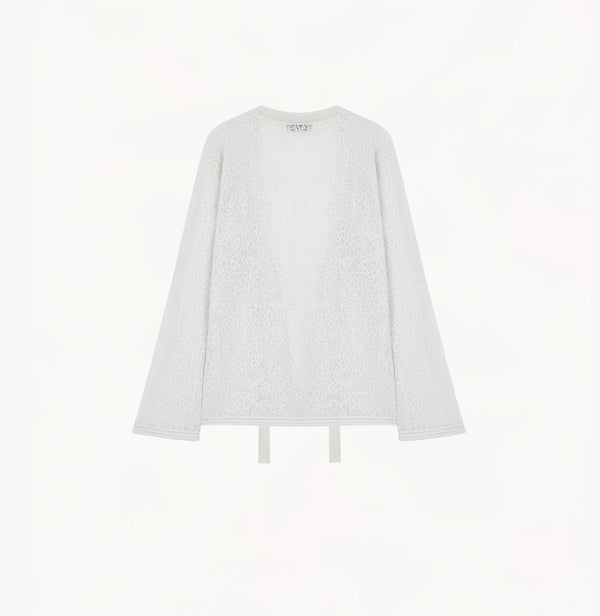 POINTELLE JACQUARD RIBBON CARDIGAN