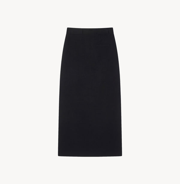 Long wool skirt in Black.