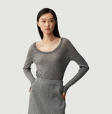 WOOL SHEER U-NECK TOP