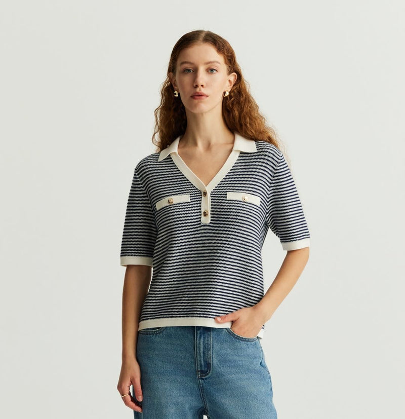 WOOL STRIPED POLO SHIRT