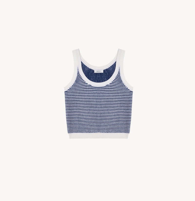 WOOL STRIPED U-NECK TANK TOP