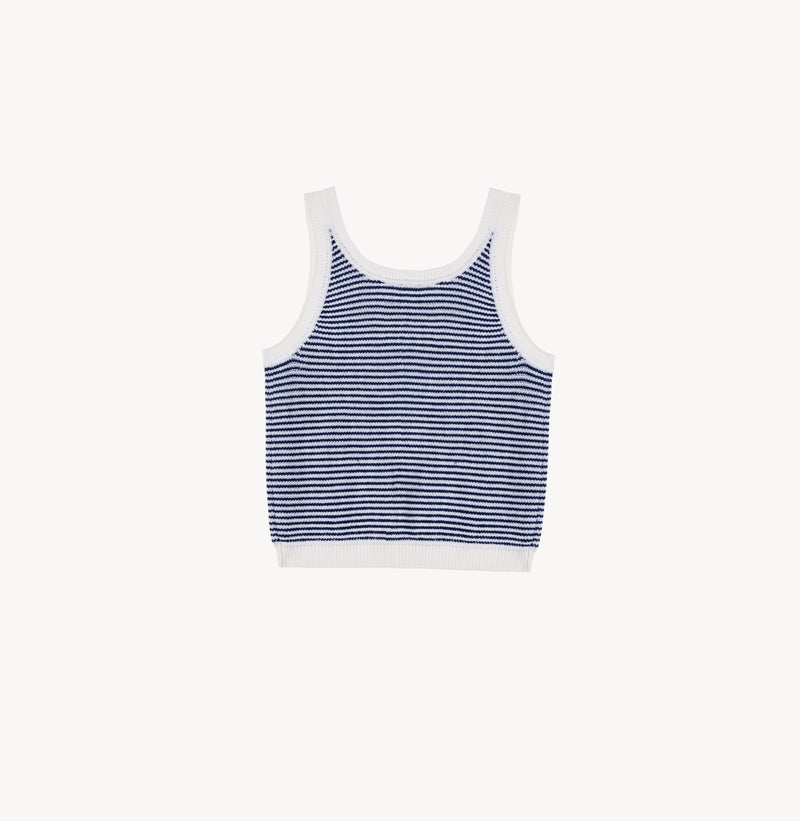 WOOL STRIPED U-NECK TANK TOP