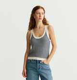 WOOL STRIPED U-NECK TANK TOP