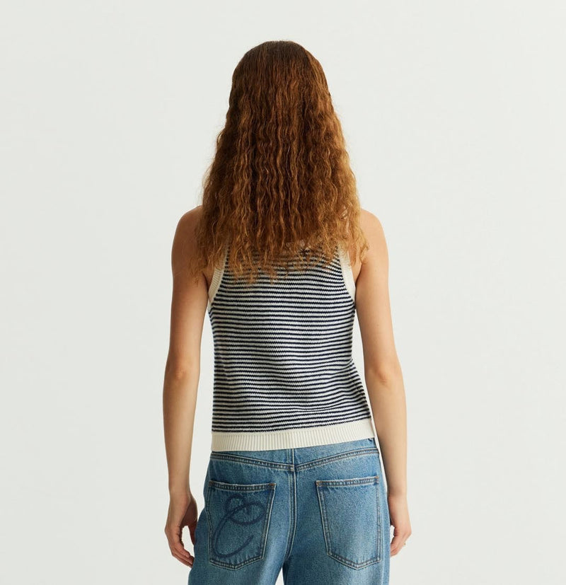 WOOL STRIPED U-NECK TANK TOP