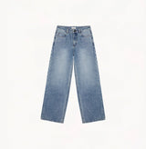 Classic blue mid waist straight jeans.