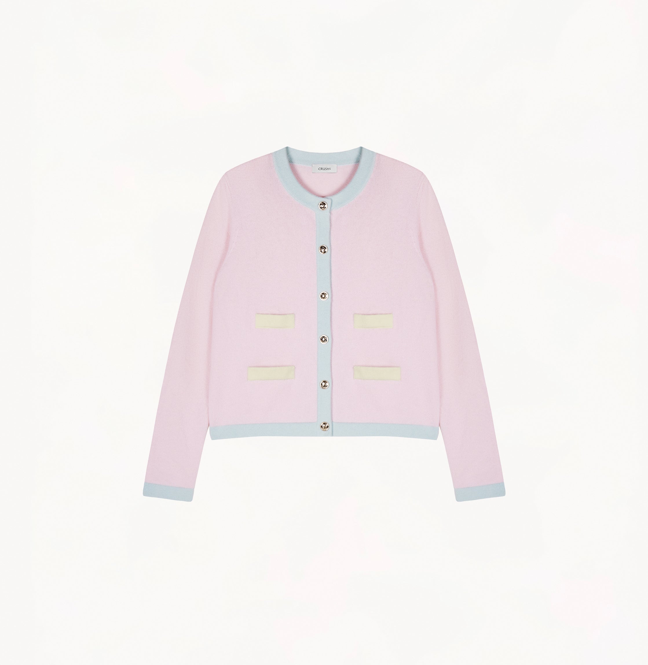 COLORBLOCKED PINK CASHMERE CARDIGAN – CRUSH Collection
