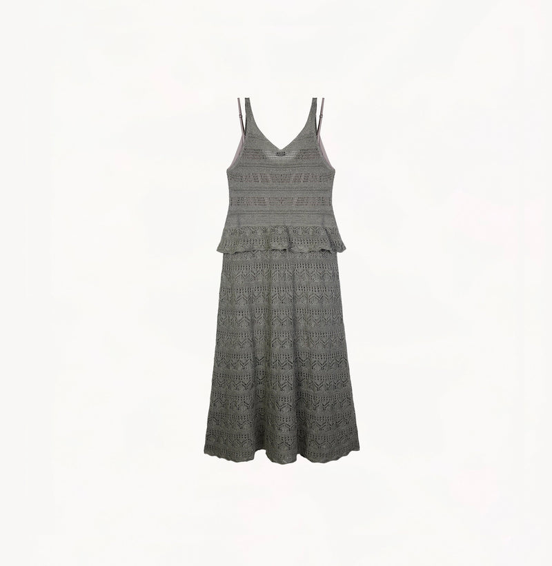 Pointelle Dress in Linen - Green, Vneck | CRUSH Collection Pointelle Dress in Linen - Green, Vneck | CRUSH Collection