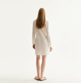 Cotton pointelle mini dress in white. rear-view