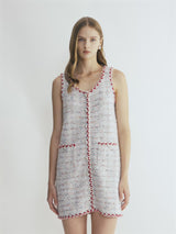 CHECKED TWEED PINAFORE DRESS