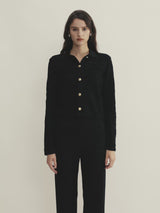 SATIN EMBOSSED COLLARED JACKET