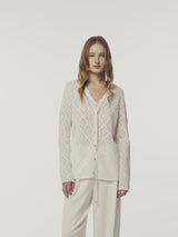 DIAMOND PATTERN LONG-SLEEVED CARDIGAN