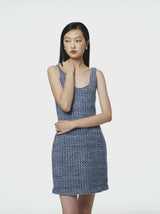 MULTICOLORED SEQUINED TWEED DRESS