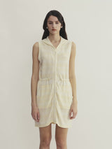 CHECK HOODED SLEEVELESS DRESS