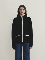 MEN'S TRIM ZIP-UP HIGH-NECK CARDIGAN