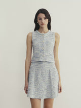 TWEED CROCHET-TRIM CREWNECK VEST