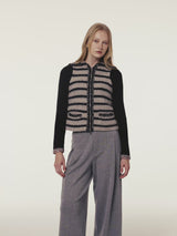 TWEED STRIPED LAPEL VEST