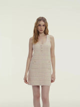 CHECK TWEED VEST DRESS