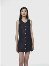DENIM-LOOK VEST DRESS