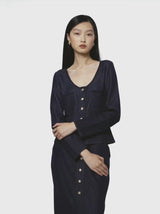 DENIM-LOOK U-NECK JACKET