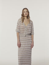 Linen Sequined Striped Skirt