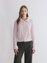 DETACHABLE FUR-COLLAR CARDIGAN