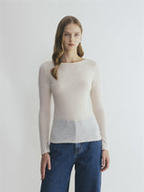 SHEER STRAIGHT-NECK TOP