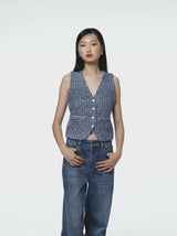 MULTICOLORED SEQUINED TWEED WAISTCOAT