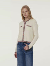 SPECKLE TWEED TRIM CARDIGAN