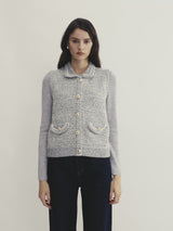 MULTICOLOR TWEED COLLARED VEST