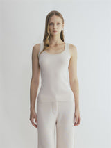 METALLIC-TRIM U-NECK TANK