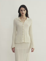 POINTELLE COLLARED CARDIGAN