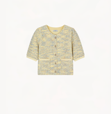 Puff short-sleeved bouclé jacket in yellow.